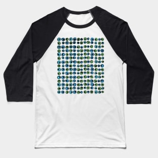 Green Blue Eyes Modern Decorative Abstract Mosaic Dots Pattern Night Baseball T-Shirt